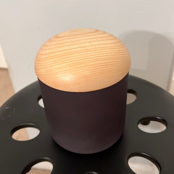 NWT Pumice/frosted glass jar with wooden lid by haven, dark grey/black - Picture 5 of 11